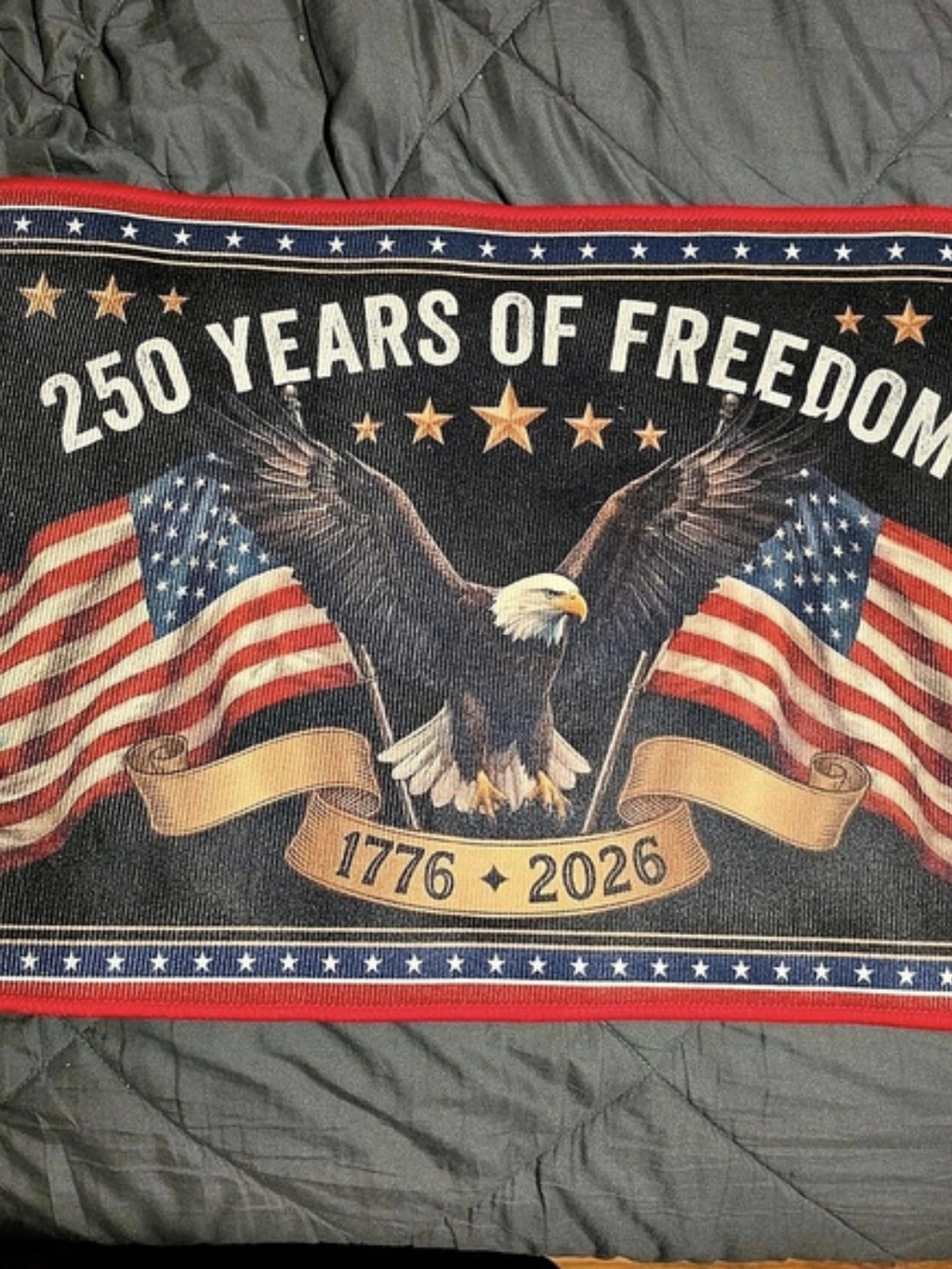 250 Years of Freedom Patriotic Area Rug Decor Black & Red